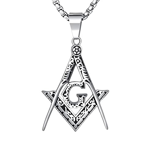NIGHTCRUZ Masonic Necklace Stainless Steel, Freemasonry Pendant for Men Women
