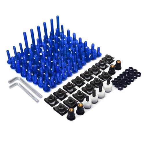JFG RACING Viti Ergal Moto,Viti Carene Kit Completo Bulloni Moto,Universale in Alluminio CNC Viti di Fissaggio Dadi per Moto da Strada Sportive Scooter-Blu