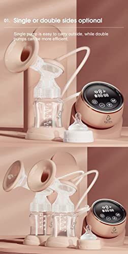 Egnell Double Electric Breast Pump With Milk Bags - Quiet And Portable With 6 Modes And 9 Levels Of Suction - Touch Screen Led Display And Usb Charger #TOP3