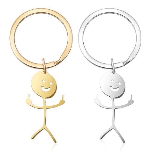 Nogeqi 2 Stück Mittelfinger Schlüsselanhänger Lustig Kleine Geschenke für Frauen Männer Beste Freundin, Lustige Mittelfinger Geschenk Personalisiert Jahrestag Geschenk für Ihn Sie Paare Partner Paar