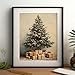 HubbgDesign Vintage Winter Wall Art, Rustic Christmas Tree Artwork, Antique Holiday Decoration, Cozy Wall Decor (8 X 10 IN Print Unframed, Gift Box)