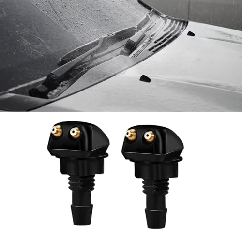 Lyxheth 2PCS Front Windshield Washer Nozzles, Windshield Sprayer Nozzle, Car Double-hole Wiper Washer Nozzle Kit, Car Accessories Windshield Squirter Nozzle Replacement for Most Cars SUVs Trucks