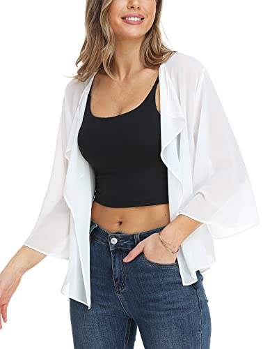 Miss Moly Bolero Shrug Chiffon Cardigans Women Summer Lightweight Shawl Cape Cover Up For Wedding Evening Dress White M #TOP4