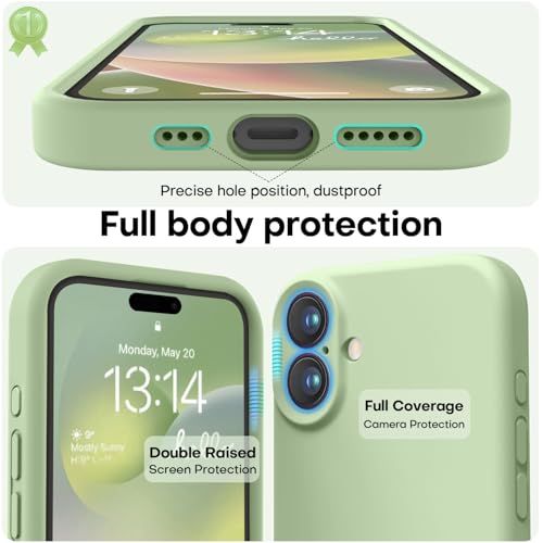 Image of LOVE 3000 Designed for iPhone 16 Case, Premium Silicone with [Soft Anti-Scratch Microfiber Lining] Shockproof Protective Phone Case for Men Women Girls 6.1 inch, Matcha