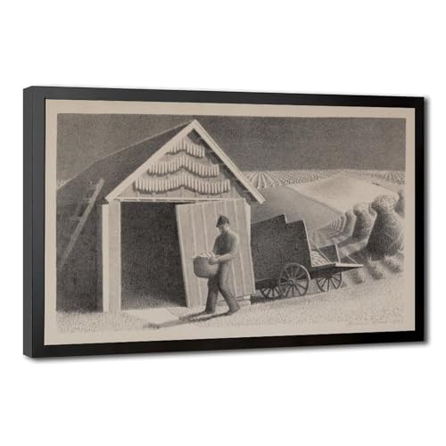 Impression sur toile Grant Wood haut de gamme avec cadre suspendu pour une décoration épurée