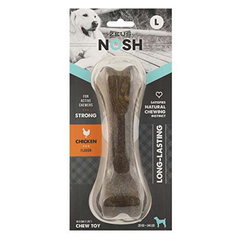 ZEUS Nosh Strong Dog Chew Bones, Dog Chew Toys for Aggressive Chewers, Long Lasting Chicken Flavor, Large
