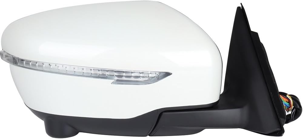 Right White Rearview Mirror Electric Heating 13-Pin Power Fold Angle Adjust 360-Degree View Camera Compatible for 2014-2019 Nissan X-Trail T32 Rogue Sport NI1321289 Integrated Turn Signal