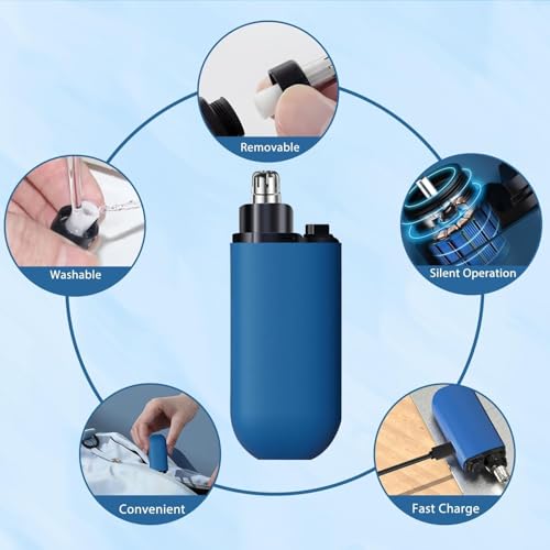 Image of Rechargeable Nose & Ear Hair Trimmer for Men & Women - Dual-Edge Stainless Steel Blades, Waterproof Nose Hair Trimmer Rechargeable Stainless Steel Blades (Multicolor)
