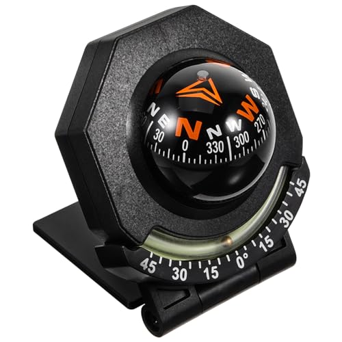 VOSAREA Car Compass Ball Car Dashboard Mount Navigation Ball Adjustable Ball Compass Night Vision Compass for Boat Car Truck to Find Direction