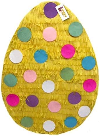 AINATA4U 2-D 2-D Yellow Easter Egg Pinata with Colored Polka Dots for Themed Party Easter Party Decoration Birthday Egg Piñata