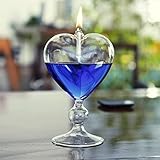 Handmade Oil Lamps for Indoor Use, Refillable Glass Lantern, Decorative Heart Shaped Lamp for House Warming Gifts New Home, Candle Gifts for Women, Wedding Candels for Tables