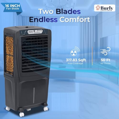 Image of Bhaburly EV 90L Desert Air Cooler for Home BLDC Motor110W Smart Water Saving Touch Remote Control Empty Tank Alarm Timer & Swing Function 16 Inch Fan Blade Energy Efficient Cooler 5 Yr Motor Warranty