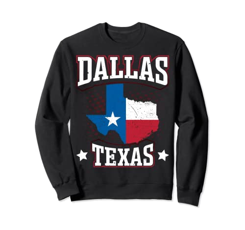 Dallas Texas Souvenirs Camisa Bandera Mapa de Texas State Pride Sudadera
