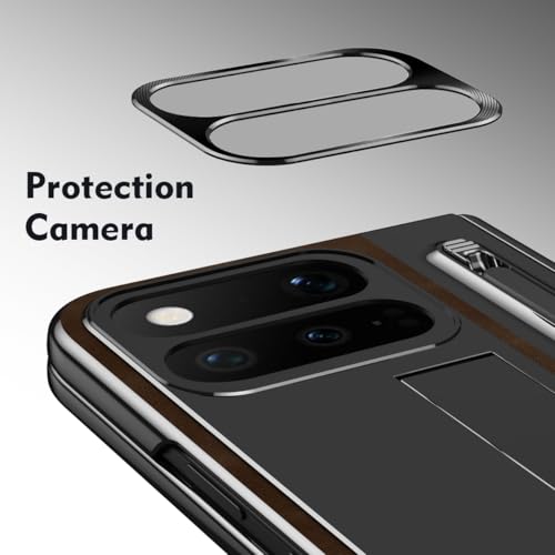 Coque de protection intégrale antichoc pour Pixel 11 Pro Fold en cuir café
