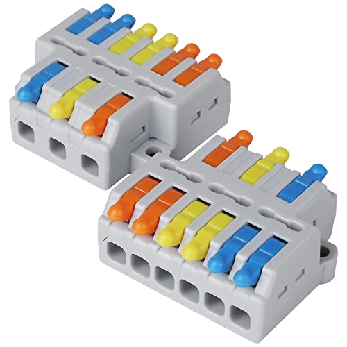 Electrical Wire Connectors, Compact Wire Splice Connectors Quick Terminal Blocks (3 In 6 Out) 10Pcs #TOP7