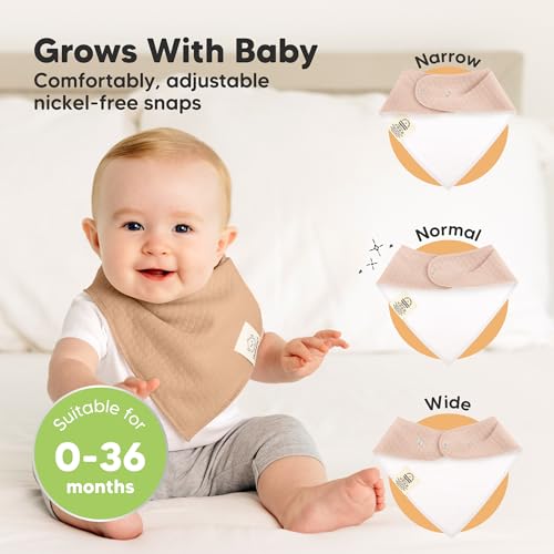 Image of 8pk Organic Baby Bandana Bibs for Drooling Teething (Driftwood /Quin)