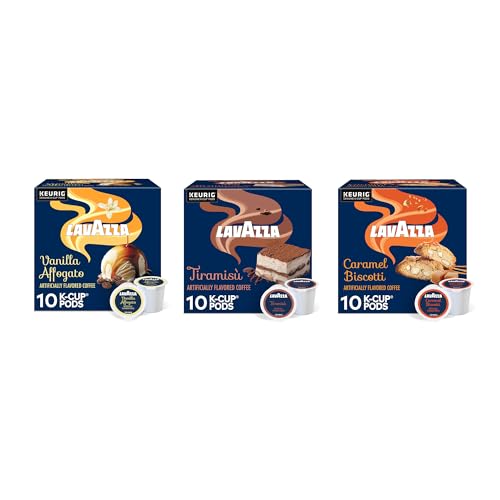 Lavazza Keurig&reg; K-Cup&reg; Flavor Variety Pack, Light-Medium Roast (30 Pods: 10 Tiramisu, 10 Vanilla Affogato, 10 Caramel Biscotti)