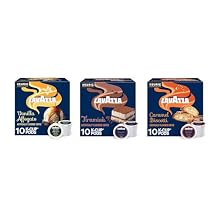 مجموعة متنوعة من نكهات Lavazza Keurig K-Cup، مشوية خفيفة إلى متوسطة، 30 كبسولة، 10 حبات تيراميسو، 10 حبات أفوجاتو بالفانيليا، 10 حبات بسكويت بالكراميل