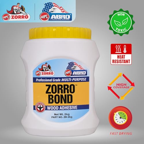 Image of ABRO ZORRO BOND-ZB Wood Adhesive Professional Grade Multi-Purpose Water-Resistant Heavy-Duty Glue with Extreme High Bond Strength for Woodwork Furniture Home Office (Pack of 1, 2Kg)