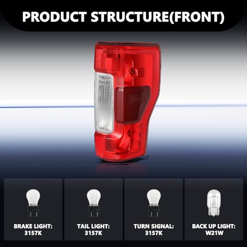 Image of Aosky Halogen Tail Light Assembly Compatible with 2017-2019 Ford F250 F350 Super Duty with Blind Spot Rear Taillight Brake Signal Lamp with Bulbs RH (Right Passenger Side)