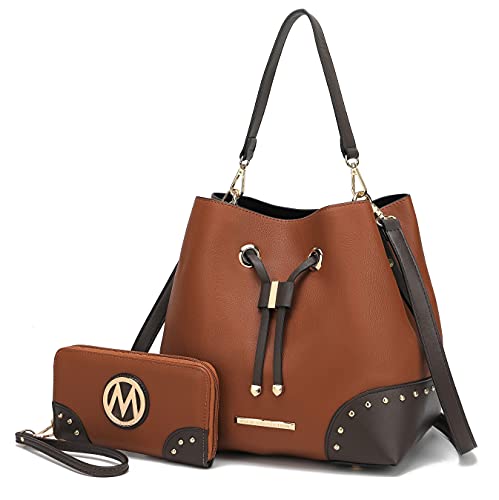 Image of MKF Collection Women's Bucket Bag With Wristlet Wallet, Vegan Leather Hobo Bag Handbag Set Crossbody Bag by Mia K