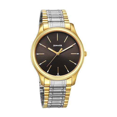 Sonata Traditional Essentials Quartz Analog Grey Dial Stainless Steel Strap Watch for Men-77082BM02 (B0CY4VXLXC) Amazon Price History, Amazon Price Tracker