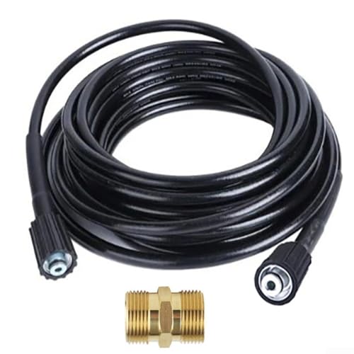 Tubo flessibile per idropulitrice da 10 m/15 m, prolunga in gomma ad alta pressione, con connettore M22 da 14 mm, compatibile con autolavaggio, patio, giardino, vialetto e (15 m)