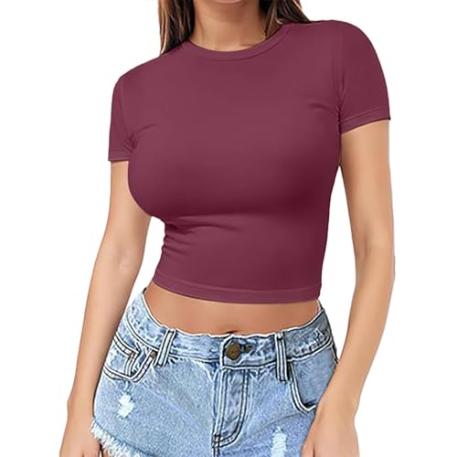 Women's t-Shirts,Plain Basic T-Shirts Y2K Slim Fit Short Sleeve Crewneck Crop Tops Lightweight Casual Blouse Streetwear Aesthetic Preppy Clothes,ropa de Gym para Mujer,Airport Outfits for Women 2025 Women's t-Shirts,Plain Basic T-Shirts Y2K Slim Fit Short Sleeve Crewneck Crop Tops Lightweight Casual Blouse Streetwear Aesthetic Preppy Clothes,ropa de Gym para Mujer,Airport Outfits for Women 2025
