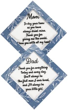 ECOHIP 2 Wedding Handkerchief Mother of Bride Father Hankie Dad Mom Parents Gift