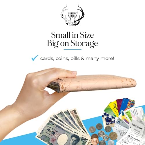 SHIROSHIKA SSA04 Women’s Long Leather Wallet Slim Bifold Wallet Tochigi Leather Genuine Leather L-shaped Zipper Elegant Floral Pattern Pink Beige Made in Japan, (Beige)4