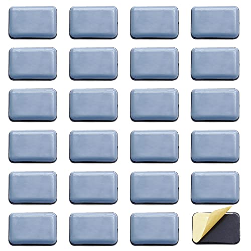 Unlorspy 24 Pcs Self-Adhesive Teflon Furniture Sliders, 35mm x 25mm Rectangle Stick Furniture Glides,Furniture Carpet Moving Pads for Protects Floor (Rectangle,Grayish Blue)