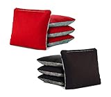 Tailgating Pros Pro-Style Two-Sided Cornhole Bags Slick & Stick Resin Filled Suede and Duck Canvas Set of 8-20+ Color Combos - (Red/Grey Suede & Black/Grey Suede)
