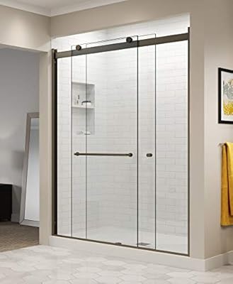 Basco RTLA05B6070CLOR Rotolo Sliding Shower Door, 56-60 in. Wide x 70 in. High, Oil Rubbed Bronze, Clear Glass