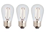 Newhouse Lighting S14LED3 Outdoor Weatherproof Shatterproof 1W Curved S14 LED Filament Replacement String Light Bulbs Standard Base, Mimics Original Incandescent, 3-Pack, Black, 3 Piece