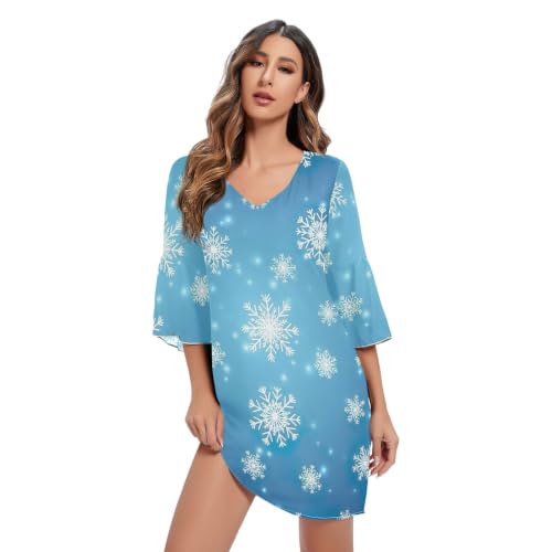 Robe d'été lâche col en V en mousseline de soie anti-chaleur et légère
