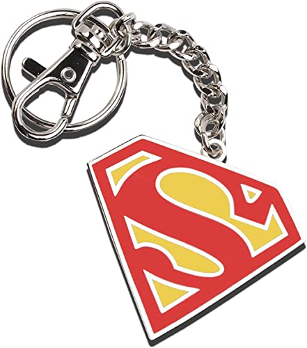 The Noble Collection DC Comics Superman Logo Keychain in Colour - 5in (13cm) Superman Sigil Film Set Movie Props Gifts Merchandise, Multicoloured, 5 Centimeters, Superman