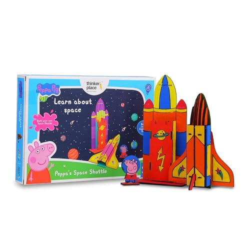 Image of Peppa Pig DIY Space Shuttle Pen Stand Toy | Build, Color & Play with a Fun Space Shuttle | STEM Educational Toy for Kids Age 3, 4, 5+ Years | Science & Learning Toy