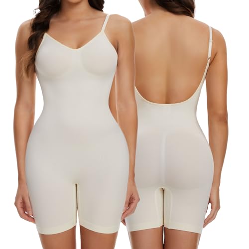 Joyshaper Body moldeador para mujer sin espalda con cuello en V, para fiestas, bodas, Beige/Backless, XXL