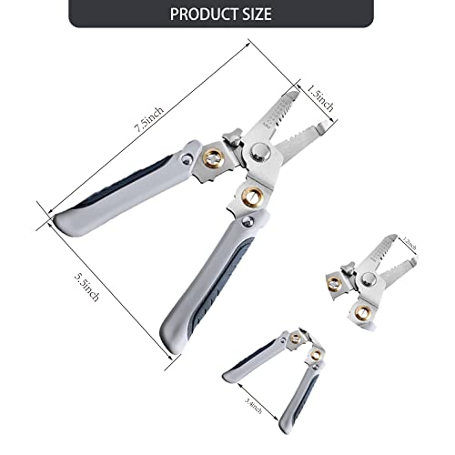Multifunction Wire Plier Tool,Wire Stripping Tool Kit With 50Pcs Cable Ties,6 In 1 Multifunctional Wire Strippers,Special Wire Stripper For Electrician(Grey) #TOP1