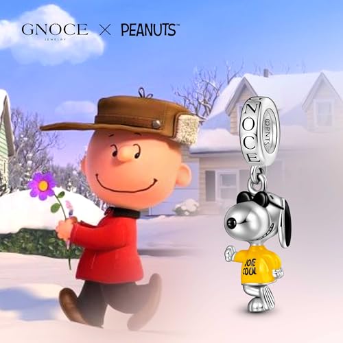 GNOCE Peanuts Snoopy Joe Cool Dangle Charm Bracelet for Women, S925 Sterling Silver Dangle Charms for Women Wife, Valentine‘s Day, Mother’s Day Jewelry 6