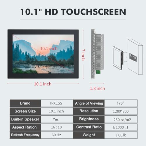 Image of 10.1 inch Touchscreen Monitor,Ratio 16:10 IPS PCAP Industrial Touch Screen Monitor with HD-MI VGA USB Port,Build-in Speakers & VESA,Touch Screen for PC,POS,Laptop,Home,RPI