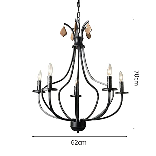 Lustre industriel en fer 5 lumières pour éclairage classique de hall - 4