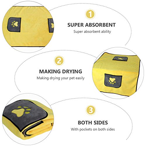 ULTECHNOVO Toalhas para CÃ£es Toalha de Banho Absorvente para Animais de EstimaÃ§Ã£o Com Bolsos Dupl