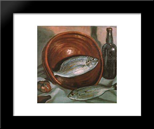Still Life Fish with Red Bowl 20x24 Framed Art Print by Salvador Dali