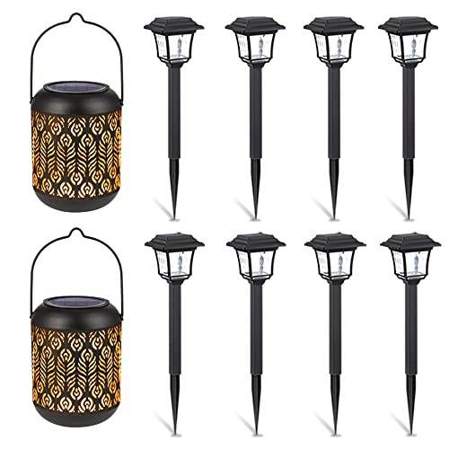 Leidrail 2 Solar Lantern & 8 Solar Pathway Lights 2 Modes Solar Lights Outdoor Waterproof For Yard #TOP25