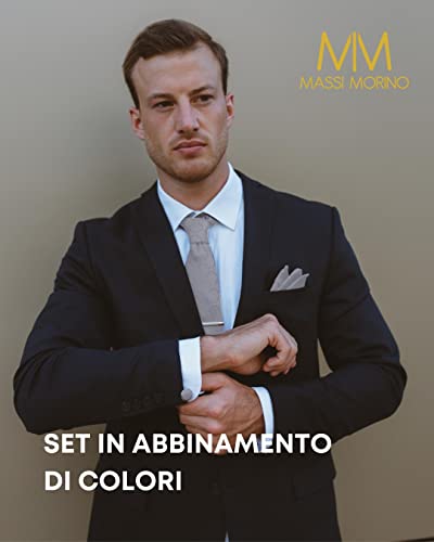 Cravatta Grigio quadrato e fazzoletto da uomo con