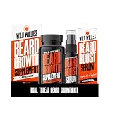 Wild Willies Beard Growth Kit - Capsules & Boost Serum - Natural Growth Oil With Biotin & Caffeine - Vitamins for Fuller, Thicker Beard - 60 Capsules - For Men
