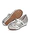 Mix Media Glitter Flower Wedge Pump (Toddler/Little Girl/Big Girl) DC35 - Silver