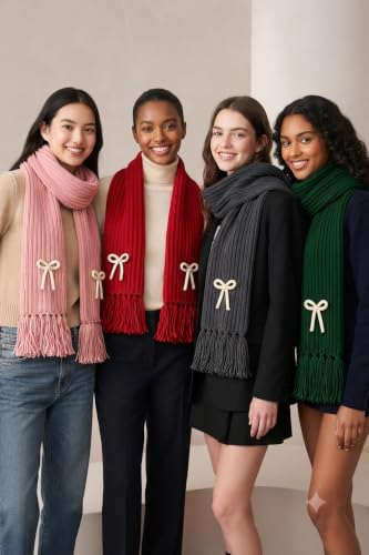 Image of KB STAR Cute Bow Women Casual Luxurious Premium Checkered Acrylic Woolen Muffler /Scarf /Stole for Winter