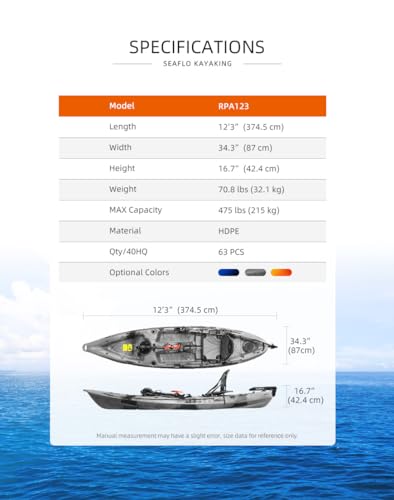 SEAFLO Fishing Kayak RPA123 | Camo 12’3” - Thumbnail 3